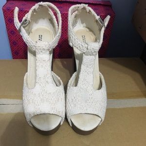 H&M white crochet high heel